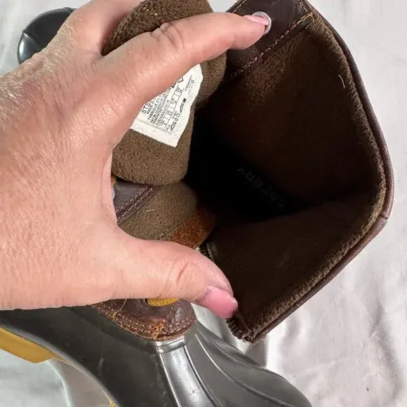 Sperry Saltwater Duck Boots Womens Sz 8 Brown Leather Waterproof Rain Snow - Picture 5 of 8